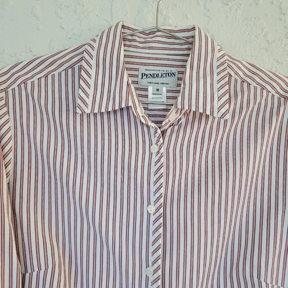 Pendleton Button Down Top Women Size M White Pink… - image 2